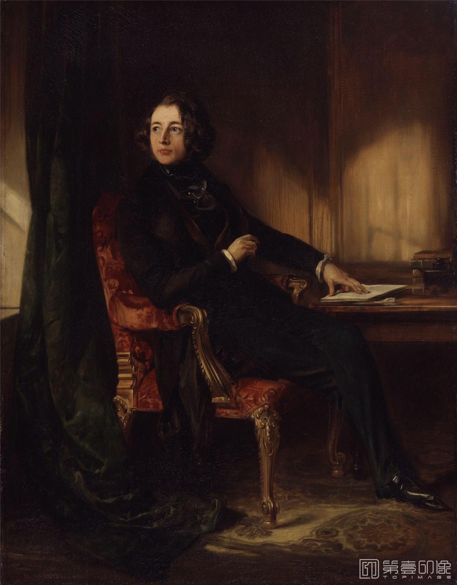 油画-国家肖像艺术博物馆-Charles Dickens by Daniel Maclise-0138